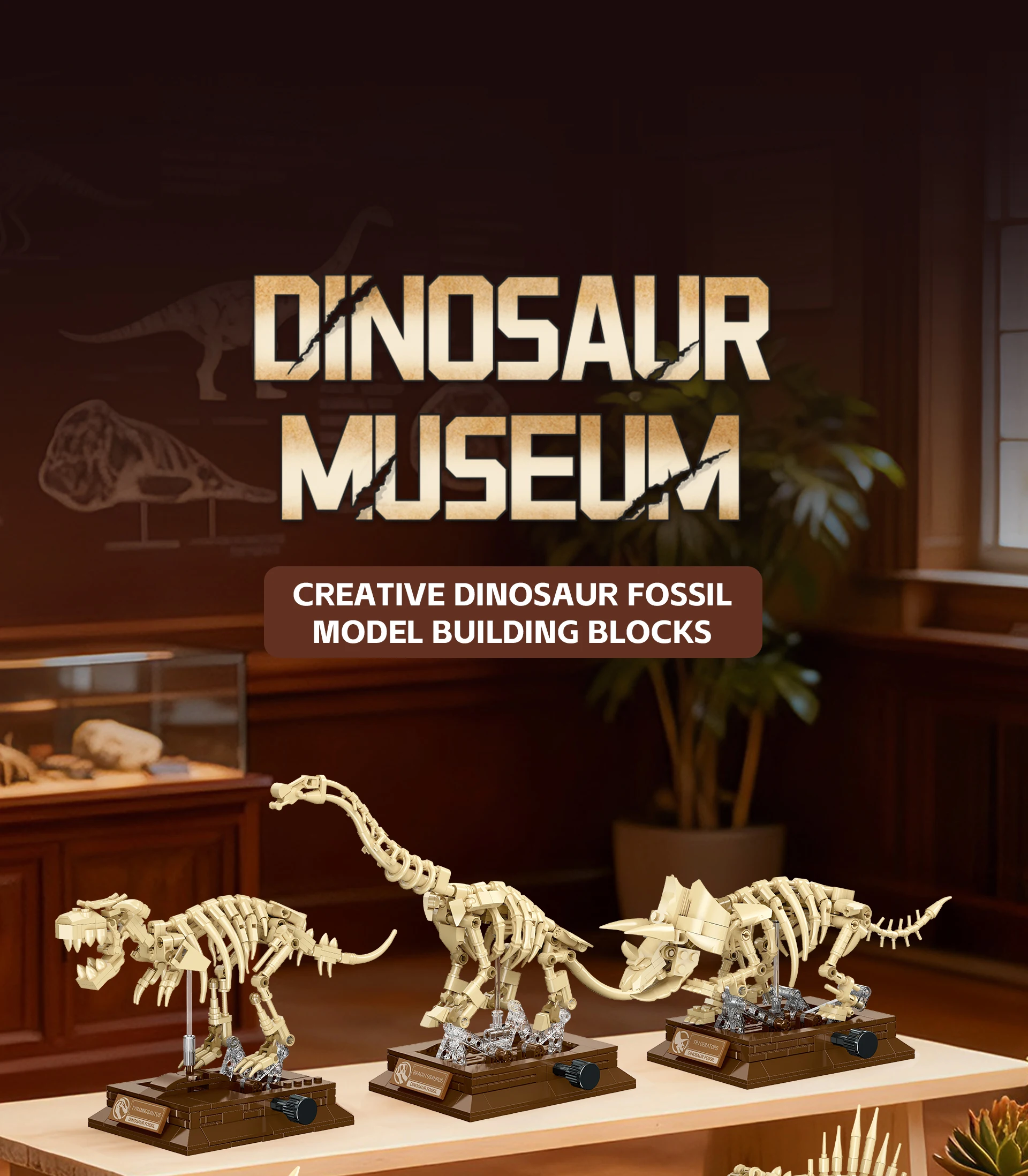 Detalle del montaje tipo esqueleto de dinosaurio
