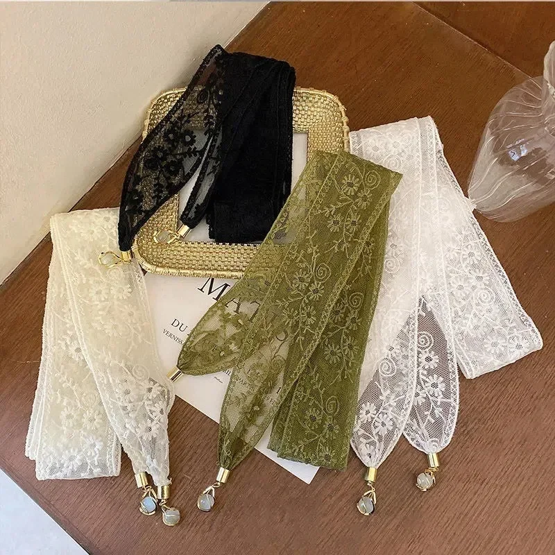 Diadema niña trenzada de encaje verde con lazo - imagen 2
