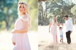 Vestido premamá largo con abertura frontal para sesión de fotos