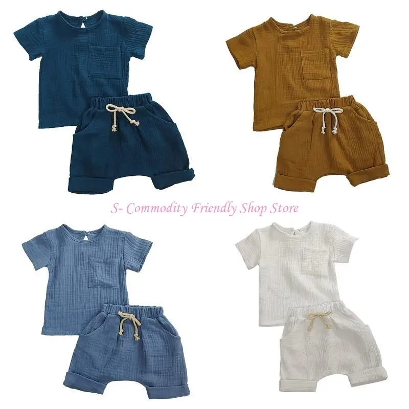 Conjunto de bebé veraniego: camiseta lisa y pantalón corto ligero - imagen 5