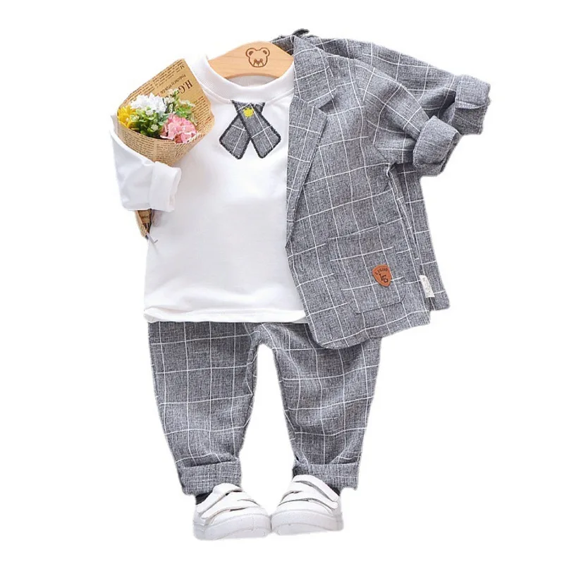 Conjunto bebé: abrigo a cuadros con camiseta y pantalón - imagen 2