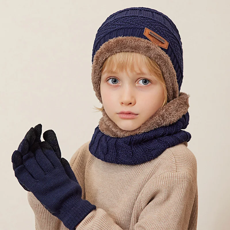 Conjunto de gorro, guantes y bufanda de punto infantil cálido - imagen 3