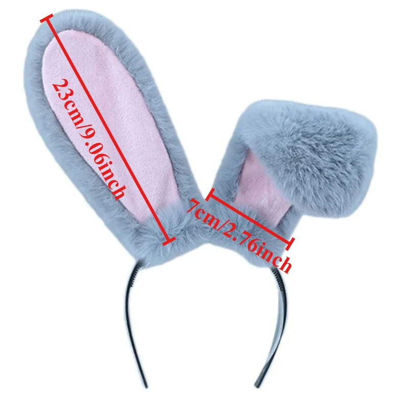 Diadema de conejo con orejas y cola de felpa suave para niños - imagen 2