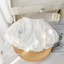 Pantalones cortos con pajarita para niñas – verano liso