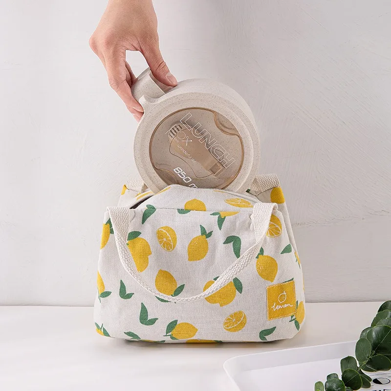Bolsa de almuerzo aislada loneta con frutas reutilizable - imagen 3