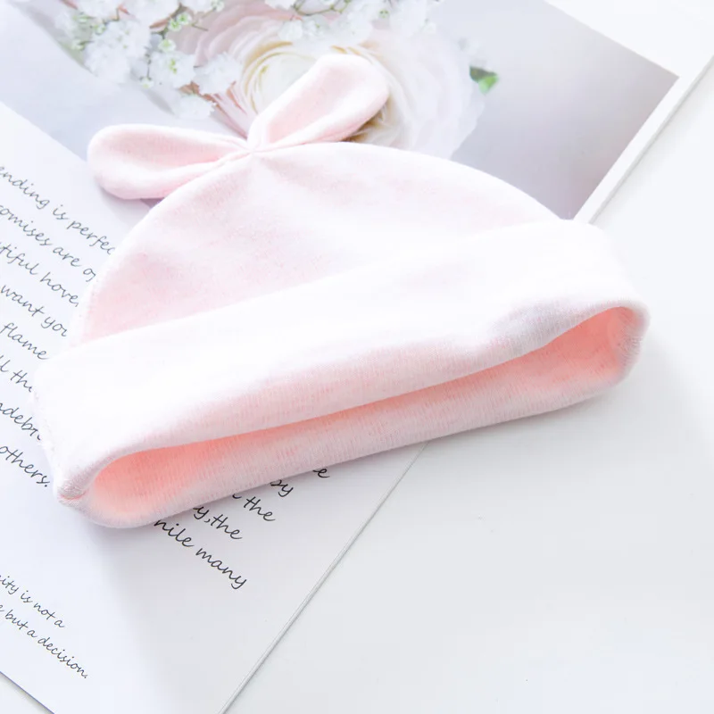 Gorrito recién nacido de algodón puro doble capa con luna y conejo - imagen 3