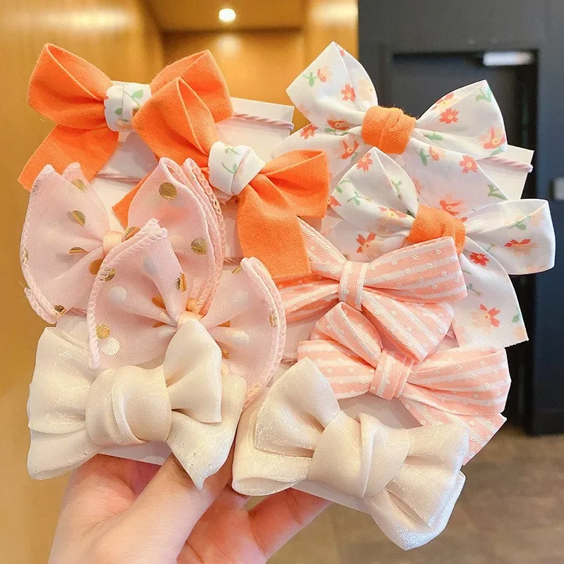 Diademas con flores y lazo grande para niña – Pack elástico