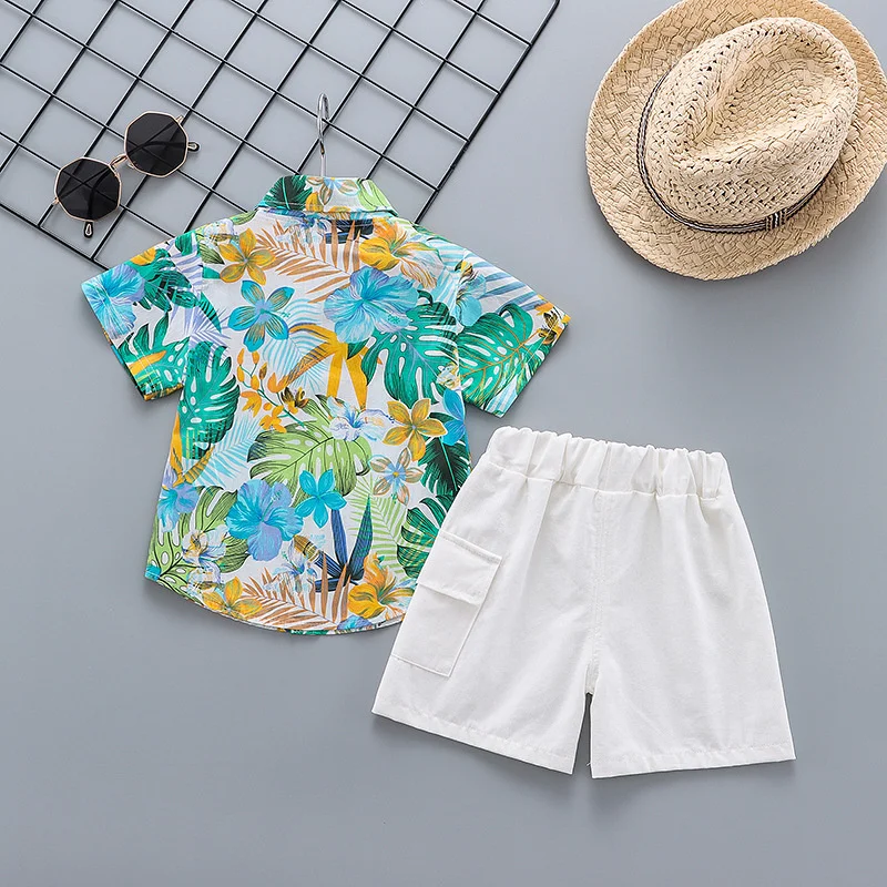 Conjunto de verano para bebés - camisa estampada y pantalón corto - imagen 5