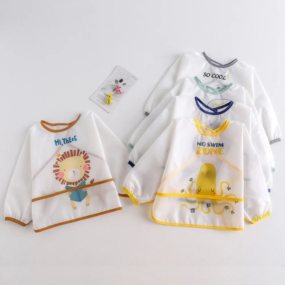 Babero bandana impermeable antisuciedad de bebé – Manga larga - imagen 2