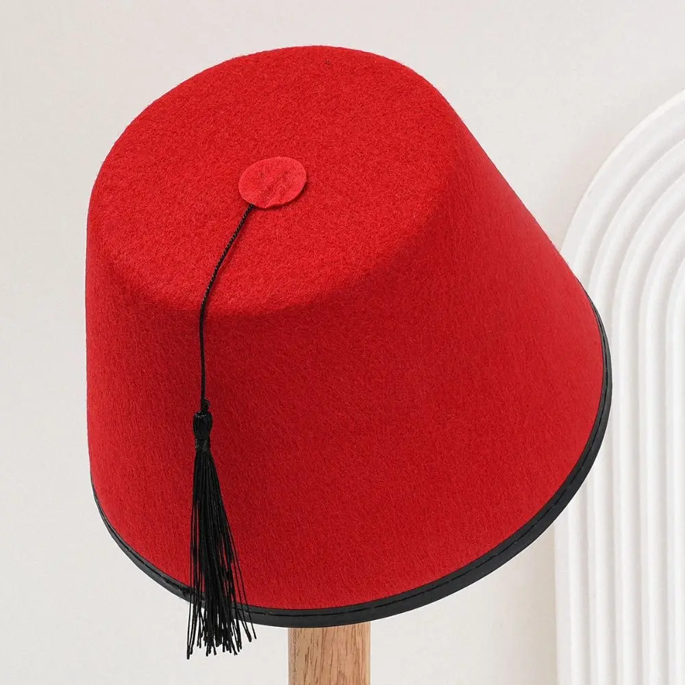 Gorro fez redondo de fieltro transpirable con borlas para disfraz - imagen 4