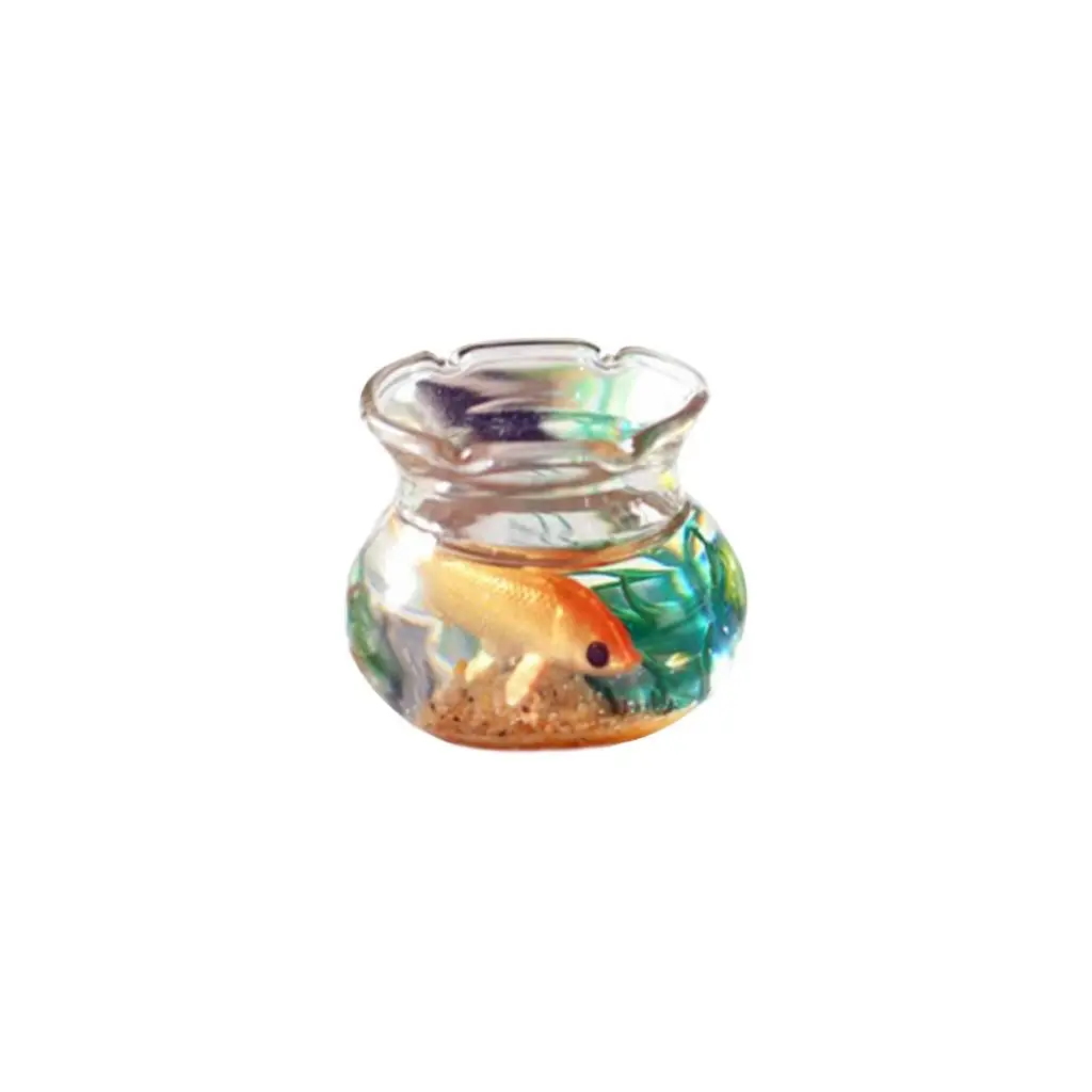 Pecera de cristal en miniatura para casa de muñecas con peces - imagen 2