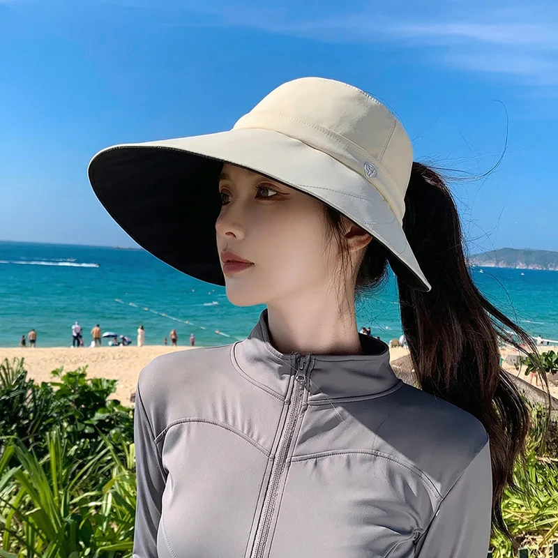 Sombrero de ala ancha de verano con borde ajustable para playa - imagen 2