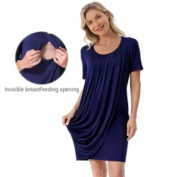 Vestido de lactancia manga corta suave veraniego hasta rodilla