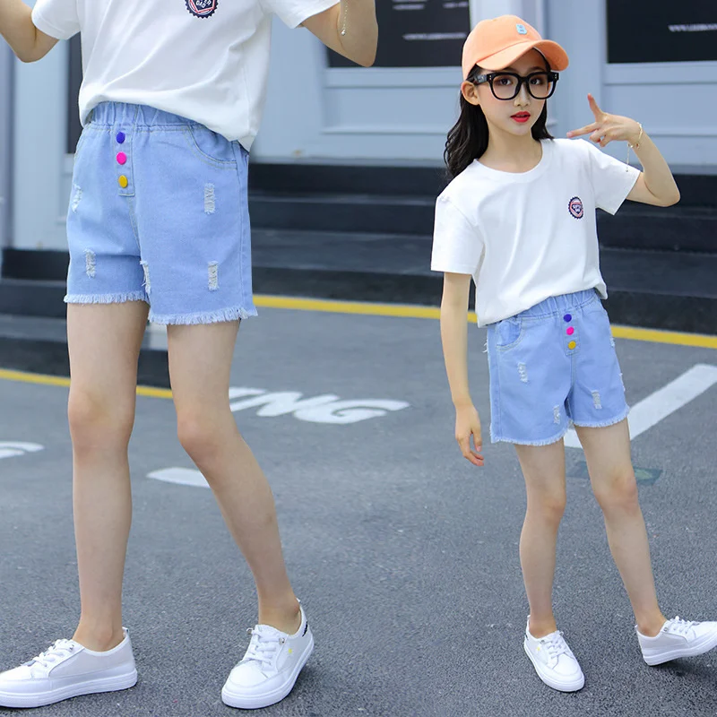 Pantalones cortos vaqueros infantiles con cintura elástica para verano