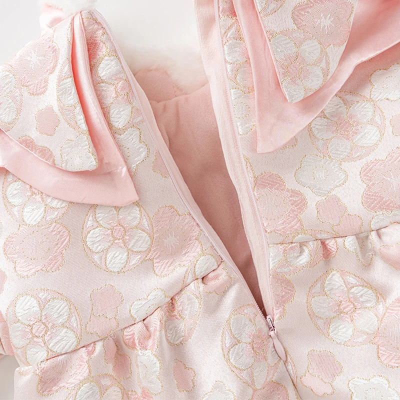 Mono de invierno con flores para bebé niña – Pelele cálidos de una pieza - imagen 4