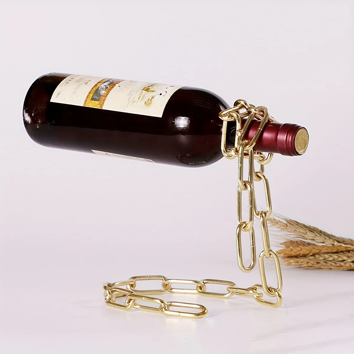 Soporte para botellas de vino con cadena de hierro y estante - imagen 5