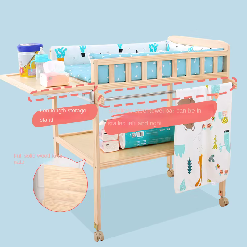 Mesa de cambios para bebé multifuncional en madera maciza con moisés - imagen 2