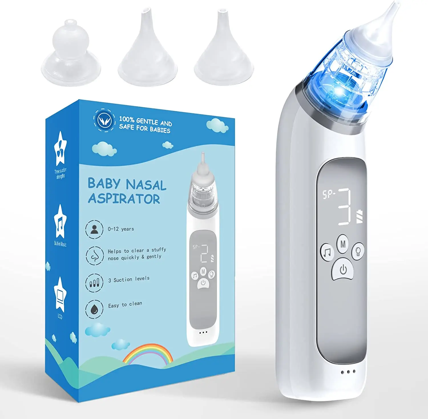 Aspirador nasal eléctrico con pantalla LCD