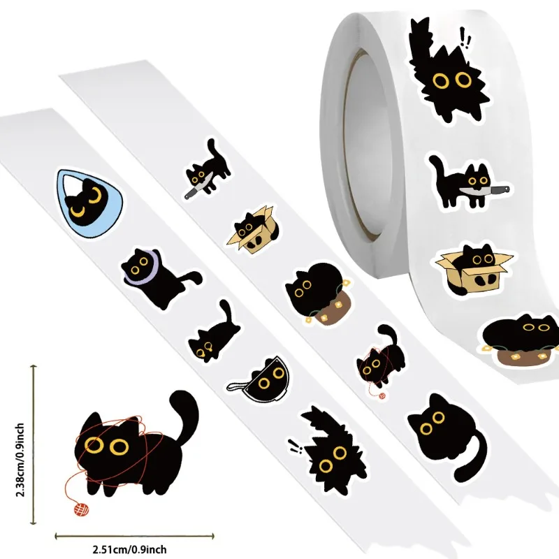 Pegatinas adhesivas de gato negro para diario, móvil y monopatín - imagen 3