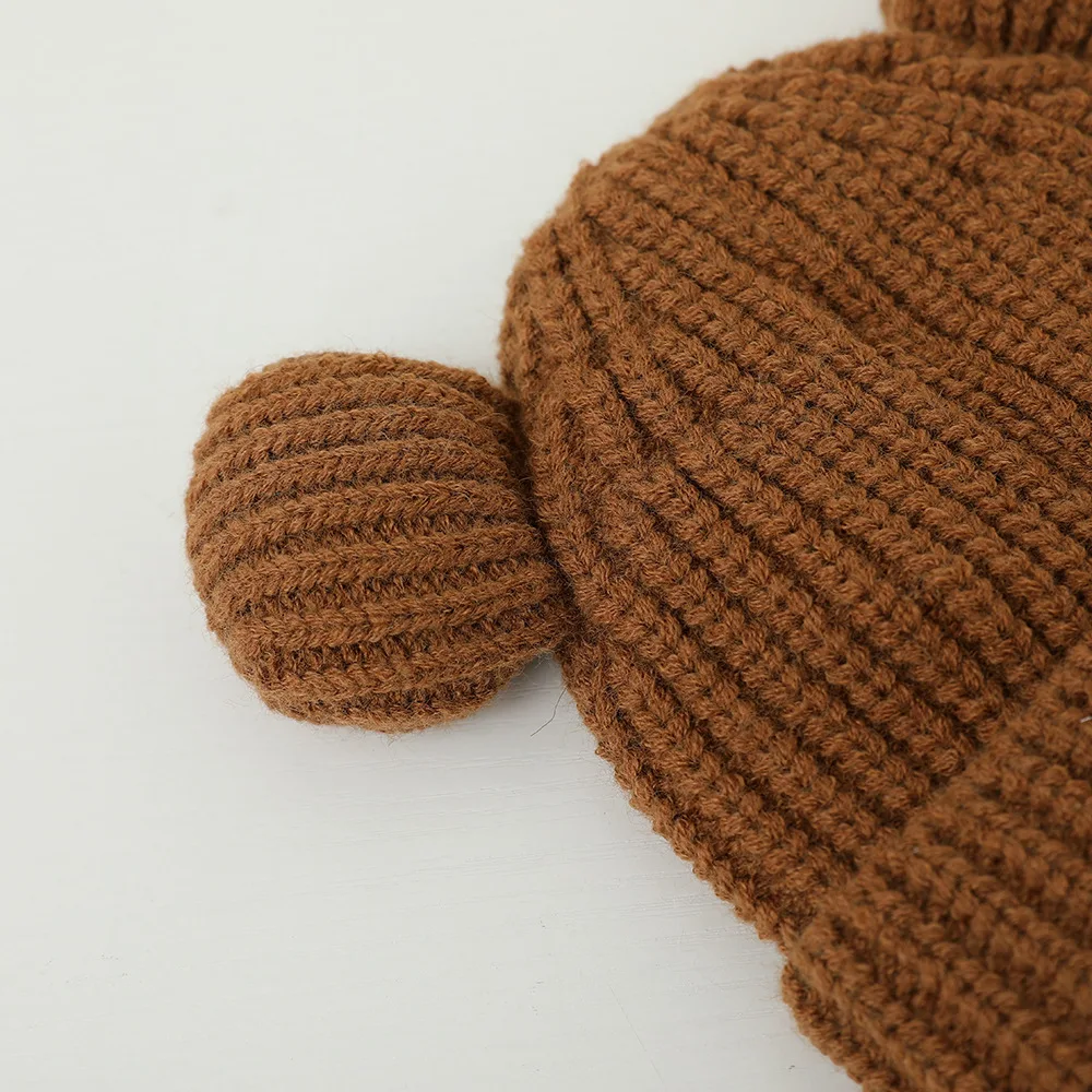 Gorro con orejas de oso en algodón ganchillo para bebés otoño invierno - imagen 2