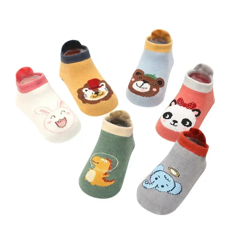 Calcetines antideslizantes de algodón para bebé con estampado animal - imagen 3