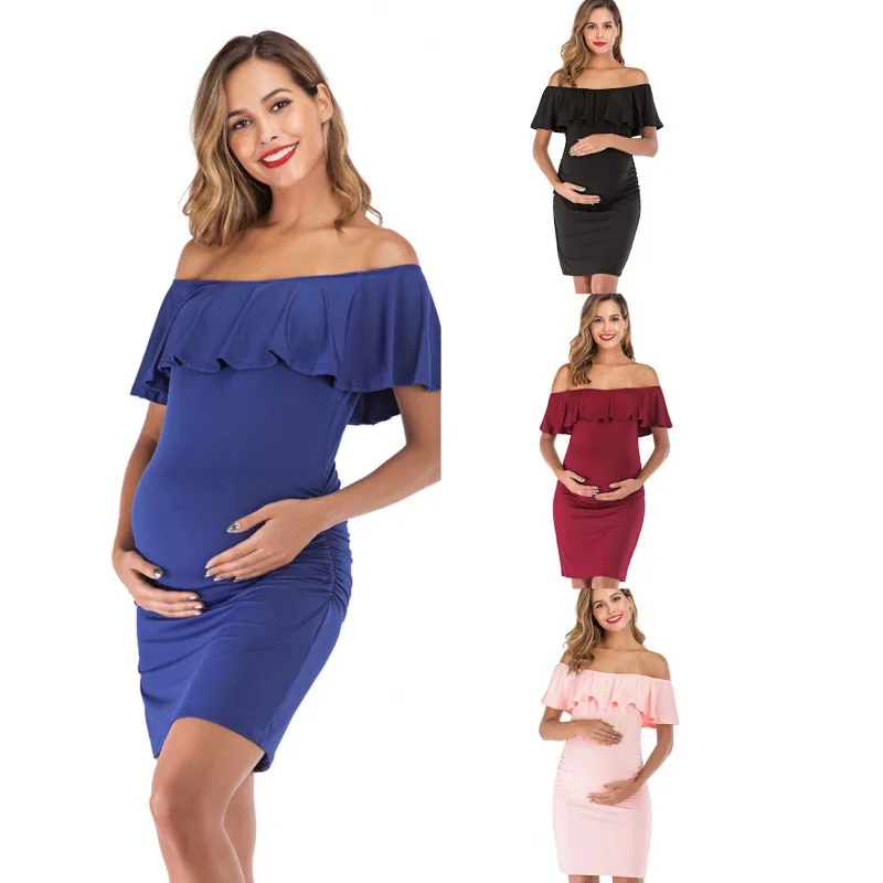 Vestido de embarazo bodycon con fruncido lateral – Manga corta - imagen 5