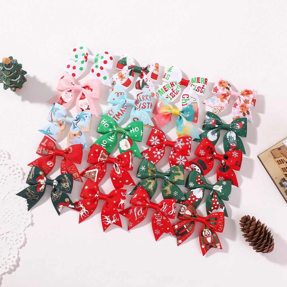 Juego completo de 6 pinzas navideñas con lazo de alce y Papá Noel