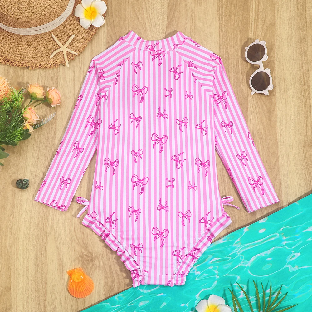 Traje de baño una pieza con lazo y rayas para niñas - imagen 5