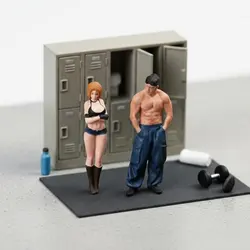 Figuras en miniatura de pareja fitness en resina