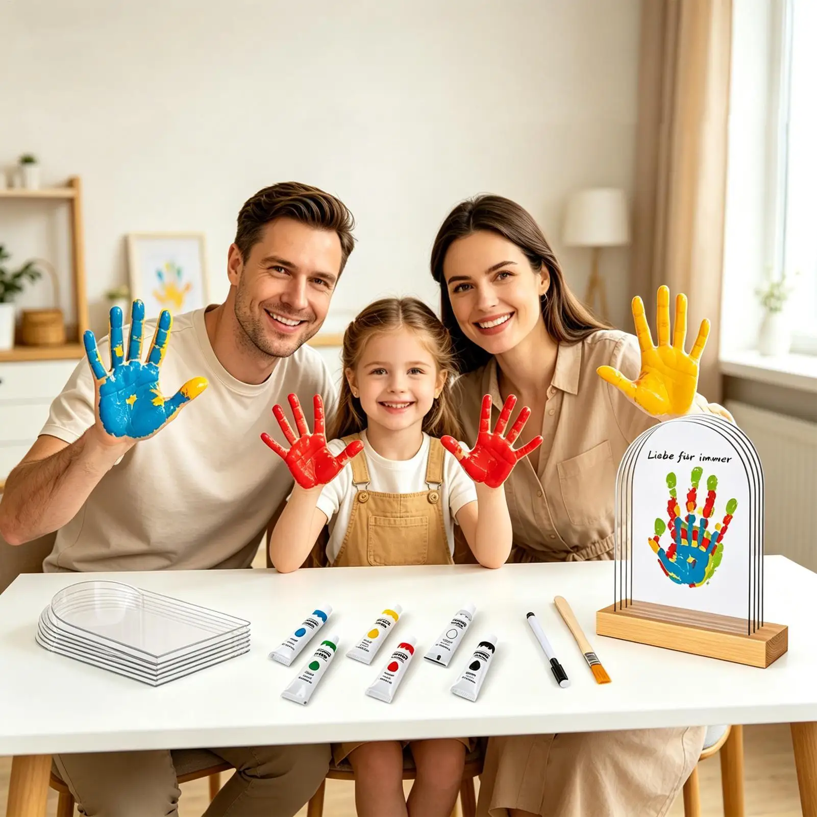 Kit huellas y moldes manos con luces y marco para recuerdo familiar - imagen 4