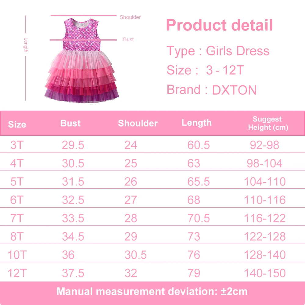 DXTON Disfraz de sirena para niña - Vestido tutú verano sin mangas - imagen 5