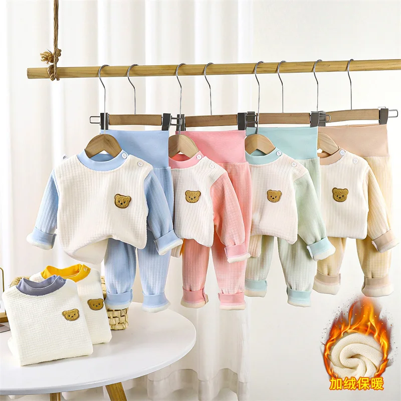 Pijama acolchado cálido para bebé con dibujos y cintura alta - imagen 5