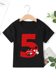 Camiseta infantil de vehículos con excavadora y camión