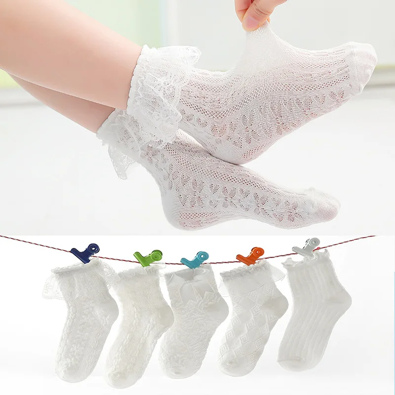 Medias de encaje para niña con volantes - Algodón transpirable - imagen 4
