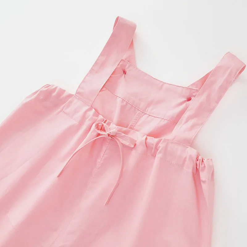 Monos de verano para niña en algodón rosa, pantalón suelto - imagen 3