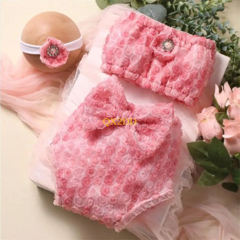 QX2D Conjunto bebé turbante y bombachos – estilo dulce y elegante - imagen 4