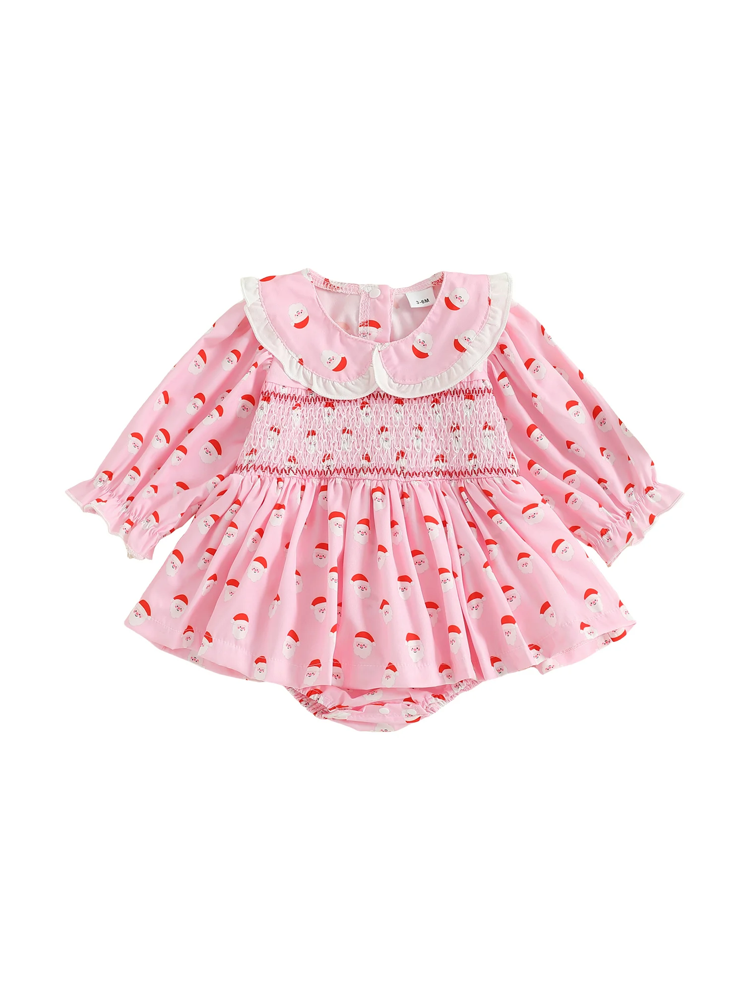 Vestido mameluco rosa con estampado de Papá Noel