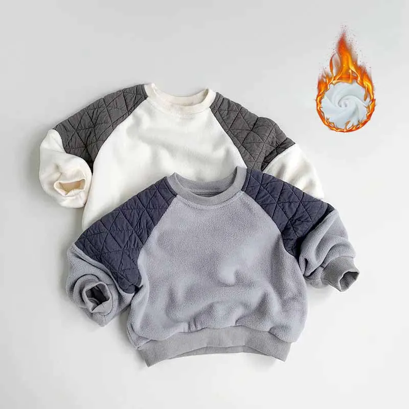 Sudadera de terciopelo infantil en color beige para invierno