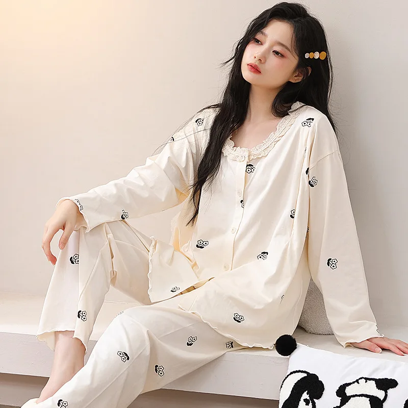 Pijama maternidad de algodón manga larga otoño - imagen 2