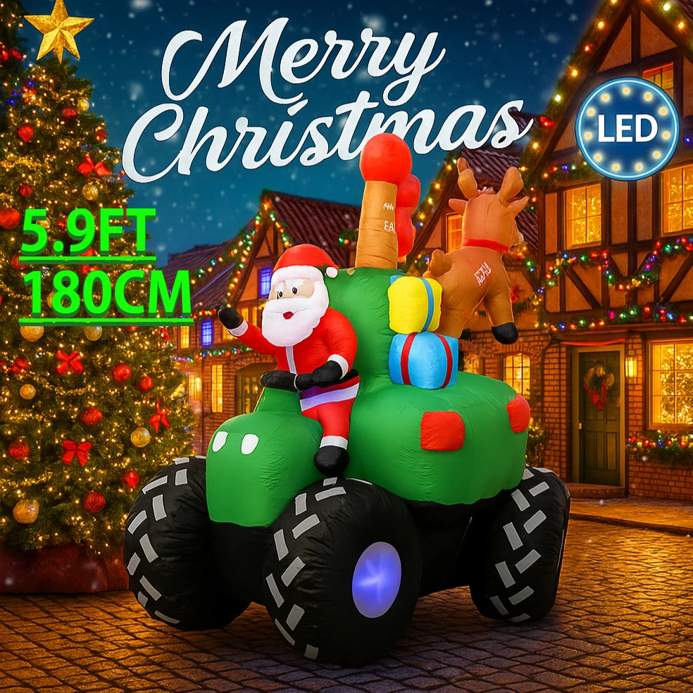Camión monstruo inflable gigante de Navidad con luces LED jardín - imagen 5