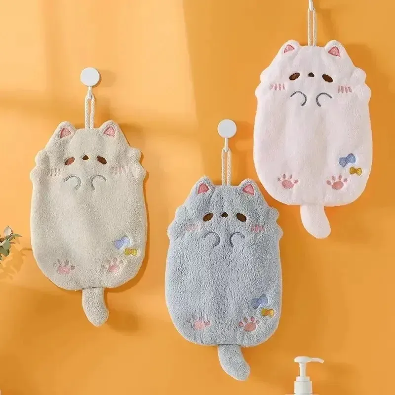 Toalla de mano colgante Tanuki terciopelo coral, absorbente sin pelo - imagen 3