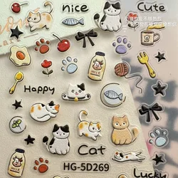 Pegatinas infantiles de gato con relieve estilo tierno coreano