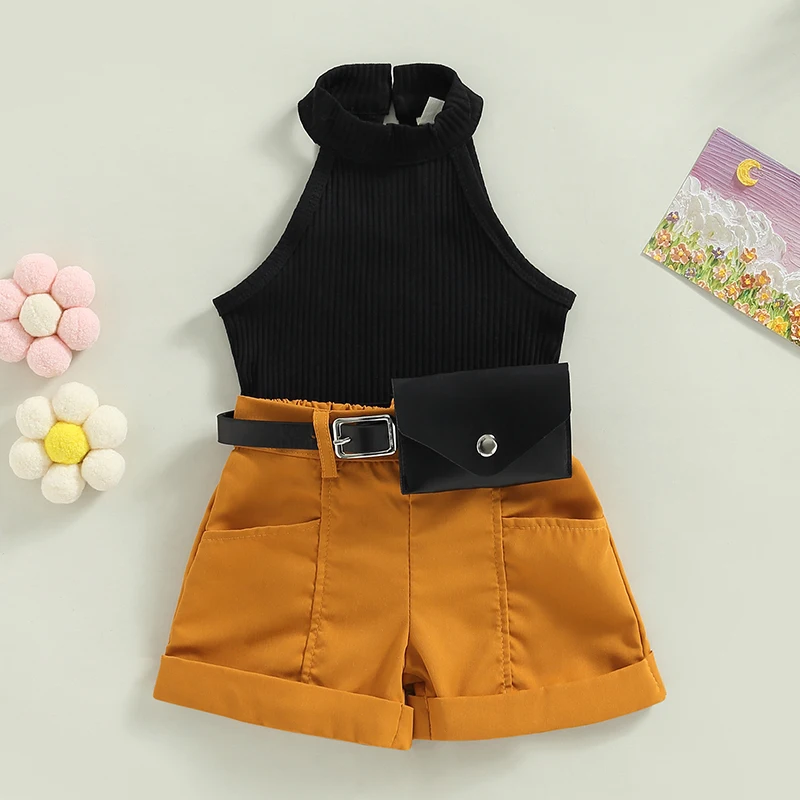 Conjunto de verano infantil sin mangas – Top halter y pantalón corto - imagen 2