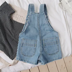 Pantalones cortos con tirantes vaqueros para niños y niñas