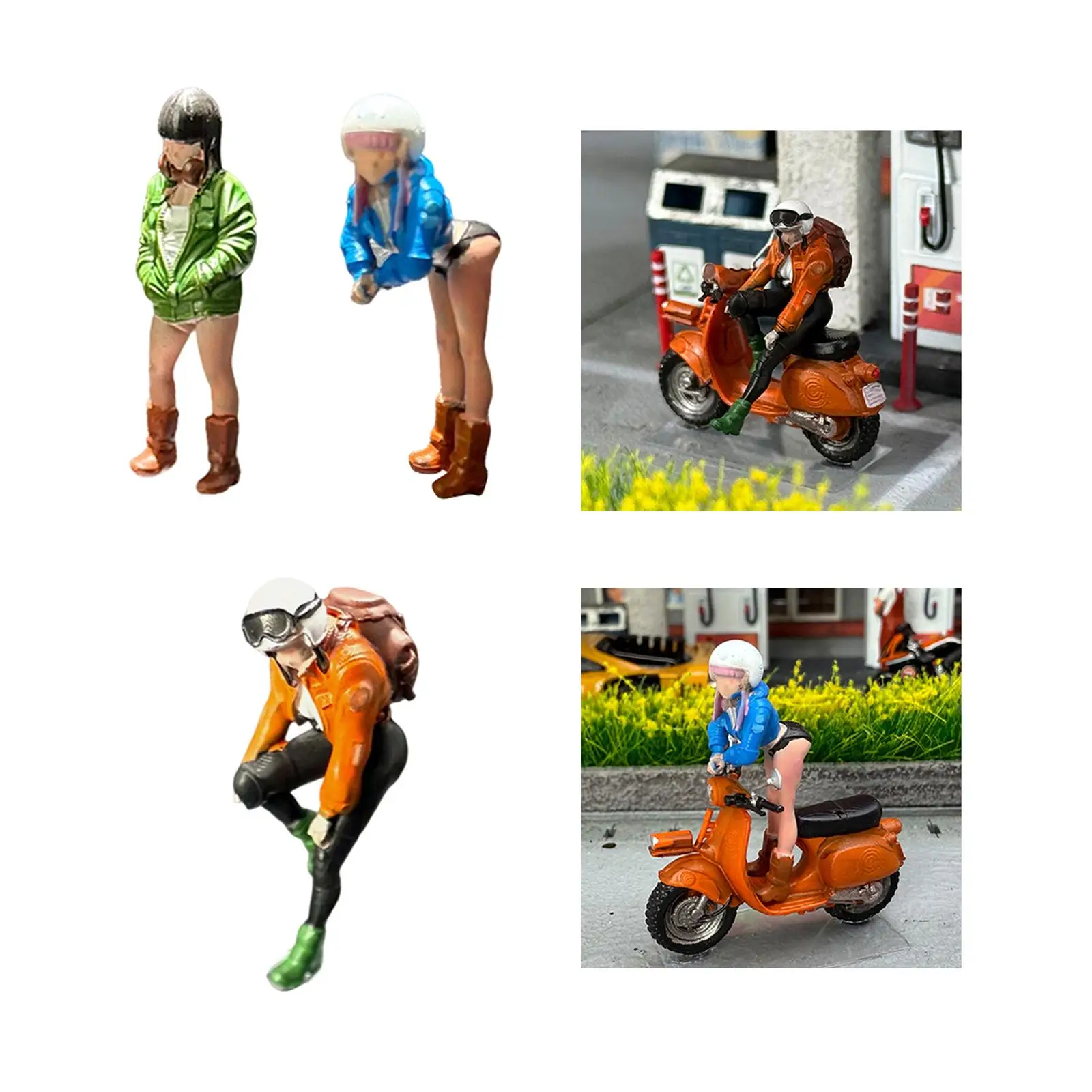 Figura decorativa de resina realista de chica motociclista para mesa - imagen 5
