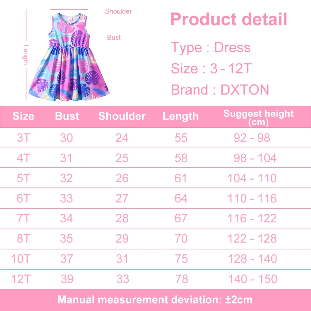 Vestido infantil con estampado floral y de helado, vista frontal