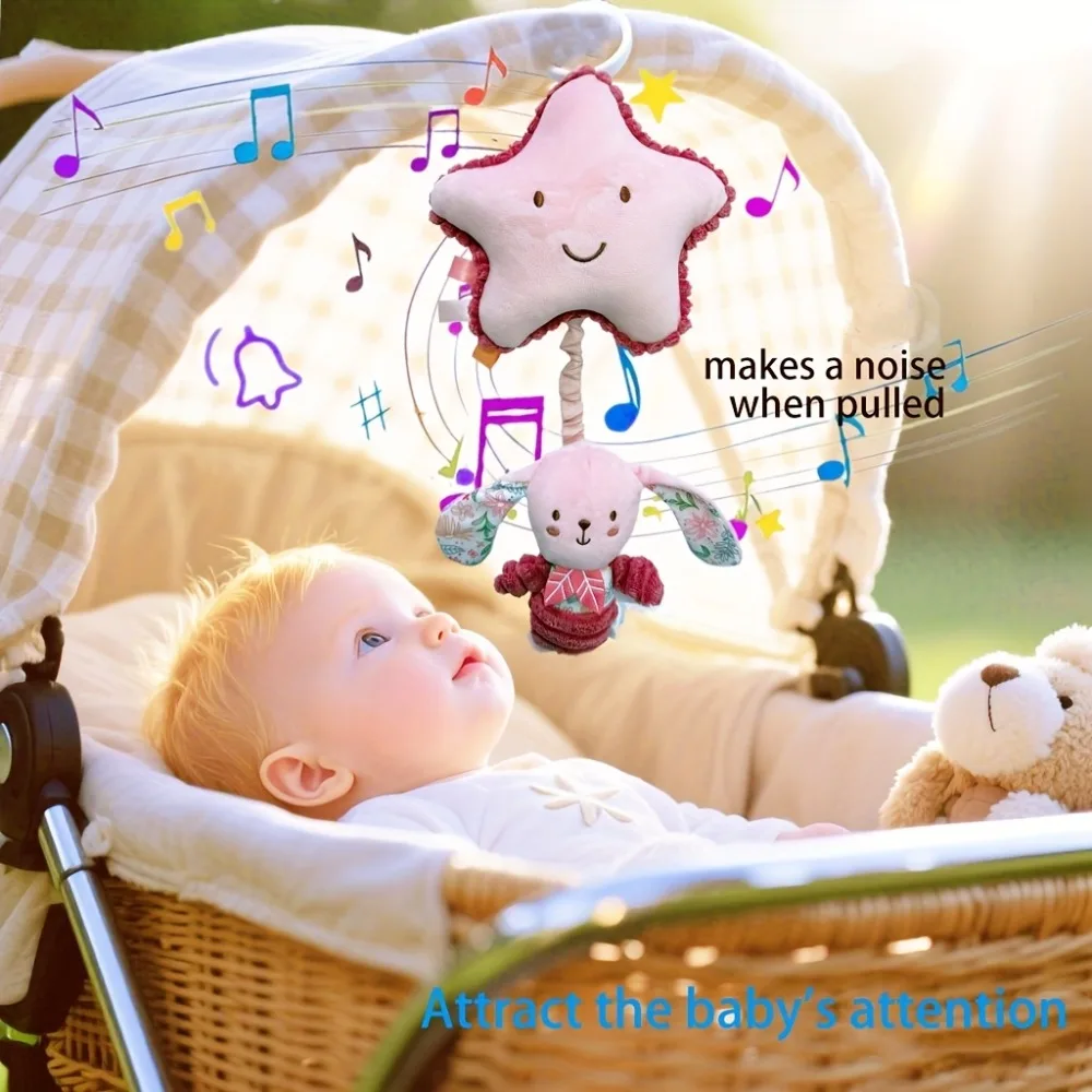Juguete musical sensorial de conejo para cochecito con crujidos - imagen 4