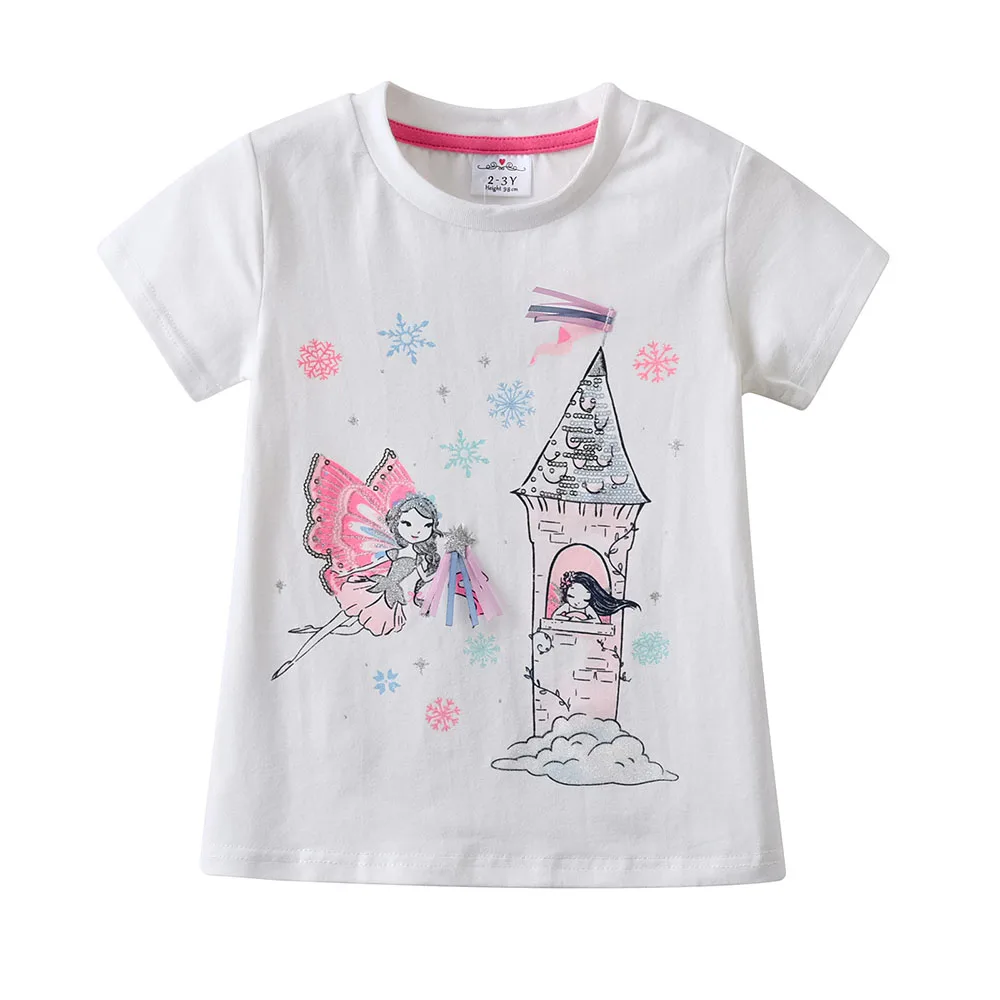 Camiseta de algodón de manga corta para niñas