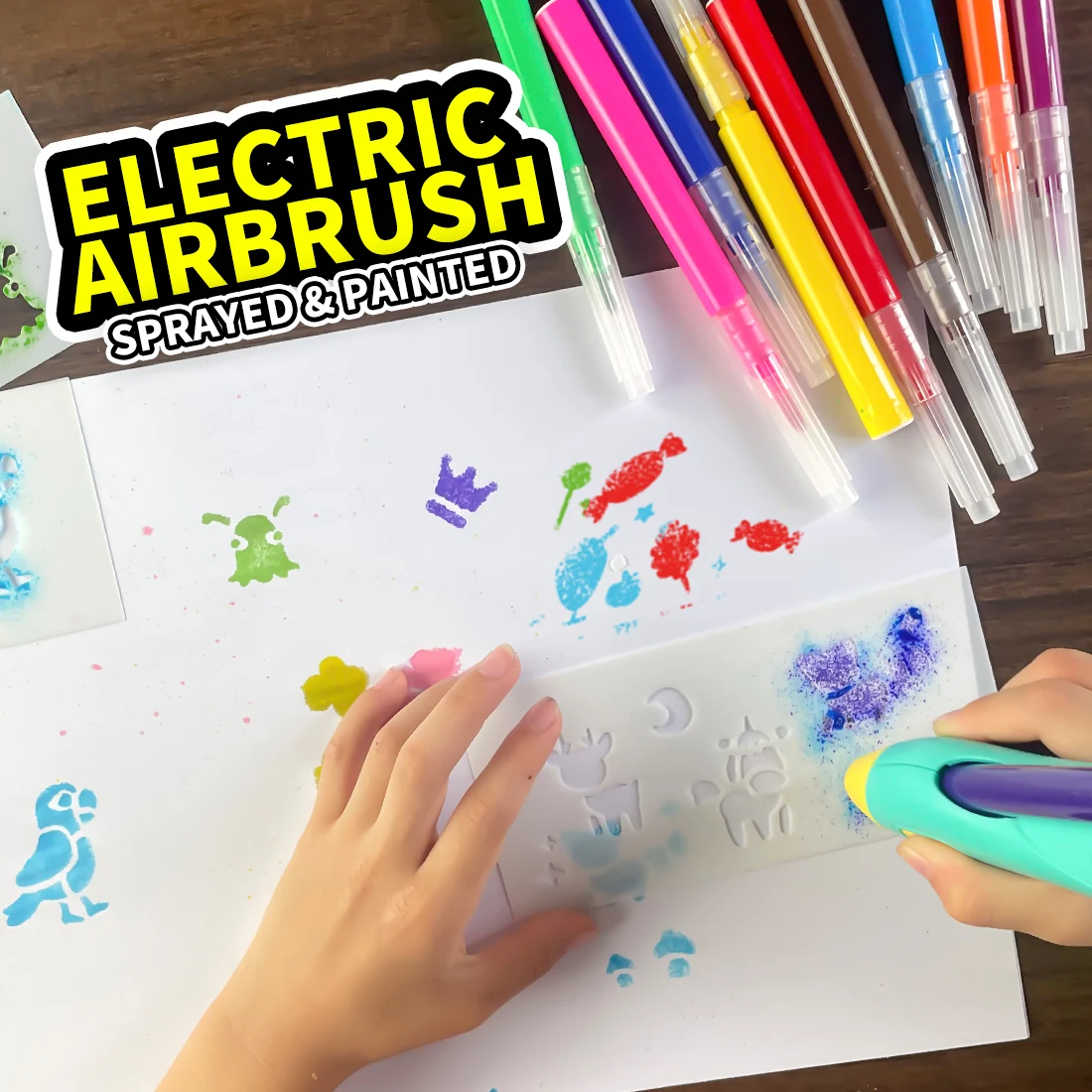 Pluma pulverizadora acuarela para niños – Set eléctrico lavable - imagen 3