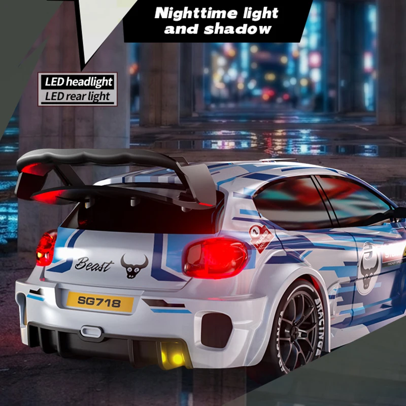 Coche teledirigido de carreras con luces LED para niños - imagen 4